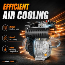 10HP Diesel Engine 418cc, 4-Stroke Air-Cooled Motor Recoil Start, Black