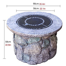 Outdoor Fire Pit Imitation Stone Garden Bonfire Pit, Party BBQ Cooking Fire Pit, Leisure Table for Backyard Terrace