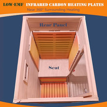 GDFStudio 35.4" Single Person Far Infrared Sauna Room Indoor Low EMF Cabin 110V 1120W Carbon Heater, Bluetooth Audio, 7 Color Light Therapy, Tempered Glass Door, Home Wellness Spa