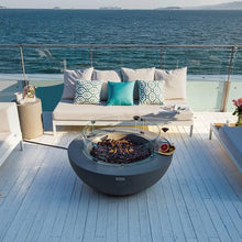 Lunar Bowl Fire Table Outdoor Fire Pit 42" x 42" Cast Concrete Round Firepit Includes Lava Rocks 45,000 BTUs Outdoor Fireplace for Patio Furniture Set, Deck, Porch, Outdoor Heater - Liquid Propane