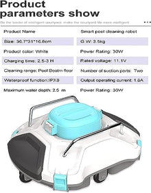 KANGJIEM Cordless Robotic Pool Cleaner, Automatic Pool Vacuum with Powerful Suction, Last 90 Mins, Self-Parking, Ideal for Above/In-Ground Flat Pools up to 40 Fee