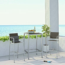 Modway Shore Aluminum 3-Piece Outdoor Patio Pub Bistro Set Silver Gray