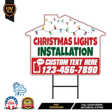 Custom Christmas Lights Installation Yard Sign, Waterproof Corrugated Plastic - Ideal for Commercial & Residential Holiday Lighting Services, VP25537 (Multicolor, Pack of 100, 24" x 18", Double Sided)