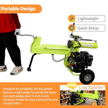 Log Splitter Portable 20 Ton, Gas Wood Splitter with 7HP Engine, Wood Splitter for firewood with Auto Return, Horizontal Full Beam Steel Wedge for Home, Forestry Harvesting (Green 20 Ton 7HP)