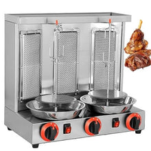 KUYBTU Commercial Vertical Barbecue Grill, 360° Automatic Rotation Gas Rotisserie BBQ Skewer, Stainless Steel Kebab Baking Oven with Temperature 50-300℃, for Restaurant Kitchen -Silver