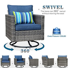 Generic XIZZI Patio Chair Outdoor Swivel Rocker Set of 2 with Matching Side Table Denim Blue