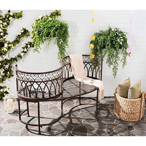 Outdoor Living Rustic Kissing Brown Iron Bench - 44" X 24" 30.8"