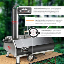 BAYUELSWU Stainless Steel Pizza Oven Outdoor 12" Automatic Rotatable Pizza Ovens, Portable Wood Pizza Oven for Outside Kitchen Backyard (Black)