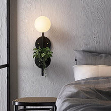 Retro BedroomGlass Ball Plant LED Wall Lamp Nordic Bedside Restaurant Mirror Wall Lighting Fixtures (Color : A) (B)