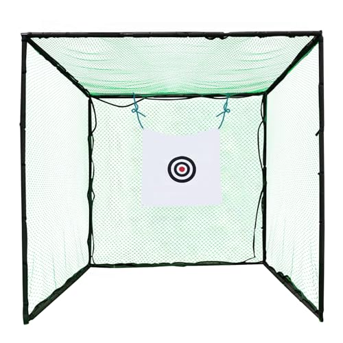 Eleeferri Golf Hitting Cage with Practice Net & Swing Mat Green Black White