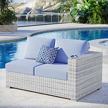 Modway Convene Wicker Rattan Outdoor Patio Right-Arm Loveseat in Light Gray Light Blue