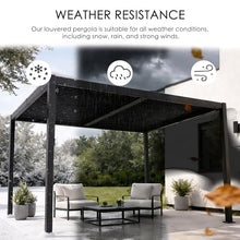 Kozyard Outdoor Louvered Pergola 12' x 12' Sun Shade Aluminum Patio Shelter