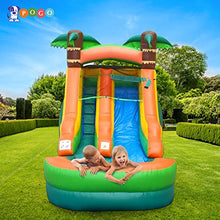 Pogo Bounce House 12FT Inflatable Water Slide with Blower, Tropical Jungle
