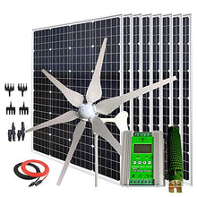 1300 Watts Wind Solar Powered System Hybrid Kit: 400W Wind Turbine Generator + 8pcs 120W Monocrystalline Solar Panel for Homes Boat Charge Battery 24V