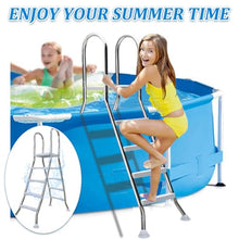 errzom 53'' Sturdy Steel Pool Ladder Above Ground, Double Side Above Ground Pool Ladder, 4 Steps Pool Stairs Above Ground, Pool Steps Above Ground, Heavy Duty Pool Ladder 500 lb Capacity,53in
