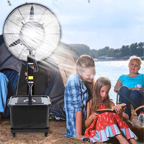 CUTPOIY Industrial Misting Fan, 3 Wind Modes, 90° Oscillation, Outdoor Pedestal Fan with Mist, Patio Garden Backyard Water Tank Electric Fan, 70CM