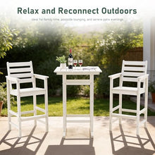 Furnimart 5-Piece Adirondack Bar Height Patio Set, Outdoor Bar Set with Tall Bar Chairs & Table, All-Weather HDPE Furniture with Umbrella Hole for Balcony, Poolside, Backyard, White