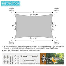 COARBOR Heavy Duty Rectangle Sun Shade Sail with Steel Cable for Patio Backyard Garden Brown