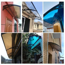 GJZDPMY Complete Awning Kit 39"x91" -Outdoor Awnings for Windows Decks & Patios Featuring Black Steel Brackets & Clear Panels - Weather-Resistant Metal Awning Solution