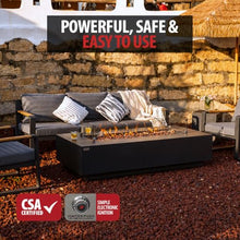 AMS 72" Rectangular Cast Concrete Natural Gas Fire Pit Table (Dark Gray)