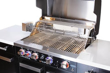 Mont Alpi Premium 70"W Black Stainless Steel Outdoor Kitchen Island BBQ Gas Grill with Compact Refrigerator & Rotisserie Burner + Dual Sided Griddle Plate + Charcoal Tray + Natural Gas Conversion Kit