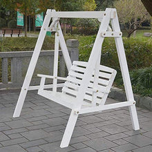 HAOKAZLBR Large Outdoor Porch Swing Garden Patio Swing Chair Garden Swing Outside Furniture Outdoor Swing Chair, All Solid Wood Waterproof with Flower Vine Terrace Rocking Chair(White,No Flowers)