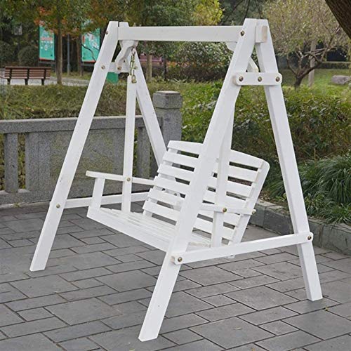 KYTGFH Large Outdoor Porch Swing Garden Patio Swing Chair Garden Swing Outside Furniture Outdoor Swing Chair,All Solid Wood Waterproof with Flower Vine Terrace Rocking Chair(White No Flowers)