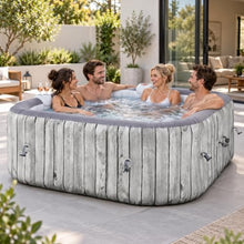 SunSwell 73" Inflatable Hot Tub 4-6 Person, Square Outdoor Spa, Gray