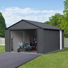 Arrow Storage Products 12' x 17' Murryhill Garage Galvanized Steel Extra Tall Walls Prefabricated Shed Storage Building, Flute Gray