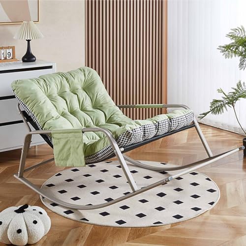 Double Comfortable Soft Cushion Bedroom Rocking Chair, Breathable Living Room Rocking Chair, Modern Lounge Chair for Balcony, Zero Gravity Chairs with Side Pockets Armrests, Ergonomic Chairs