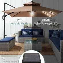 Best Choice Products 10x10ft Cantilever Patio Umbrella w/Base Included, Solar LED Lights 360 Rotation Large Offset Hanging Outdoor Shade for Deck Pool Backyard w/Stand – Seaglass