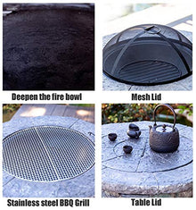 Outdoor Fire Pit Imitation Stone Garden Bonfire Pit, Party BBQ Cooking Fire Pit, Leisure Table for Backyard Terrace