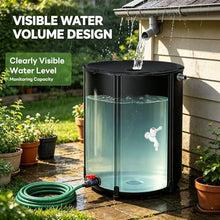 Collapsible Rain Barrel 100-Gallon, Portable PVC Rainwater Collection Tank with Spigots and Overflow Kit, Foldable Water Storage Container for Garden, Lawn and Outdoor Use