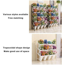 Ligedamai Metal Flower Display Stand with Buckets, 4 Tiered Stepped Storage Rack with Wheels for Outdoor Plant and Pot Organization(A,4 Layers)