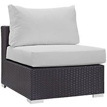 Modway Convene Wicker Rattan 8-Piece Outdoor Patio Sectional Sofa Furniture Set in Espresso White