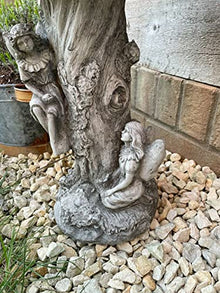 Fairy Bird Bath Stone Statue | Outdoor Vintage Feeder Angel Garden Ornament