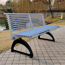 HYgloF Patio Benches Park Outdoor Bench, Stainless Steel Double Chair, Garden Patio Lounge Backrest Seat Garden Bench(Large)