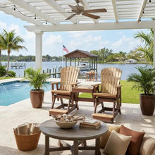 Outdoor Escape Brown Double Balcony Height Glider, 2-Seater with Center Table, All-Weather HDPE Outdoor Furniture