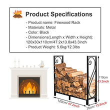 WXPWAMZ Firewood Rack Firewood Racks 43In Height Log Rack With Legs - Heavy Duty Metal Iron Firewood Rack - For Wood Stove Fireplace Back Porch Balcony Living Room -Easy To Put