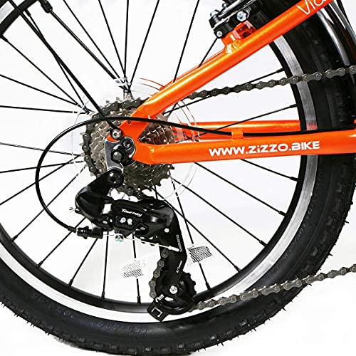 ZiZZO Via 20" Folding Bike Lightweight Aluminum Frame Shimano 7-Speed Metallic Orange