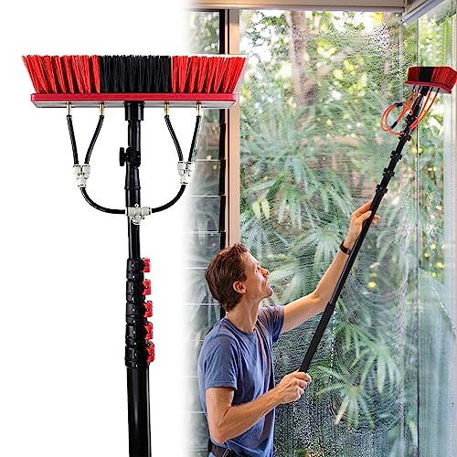 Cleaning Brush Brush Head Greenhouse Roof Cleaner, Water Supply Window Cleaning Equipment, Solar Cleaning Brush Outdoor Window Cleaning (30cm Brush Head 24FT/7.2m)