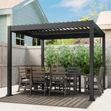 GREENVINES 10' x 10' Louvered Pergola | Outdoor Gazebo with Adjustable Top | Integrated Drainage System | Rustproof Hardtop Patio Roof | for Sun & Rain Shade | Deck Garden Backyard | Black