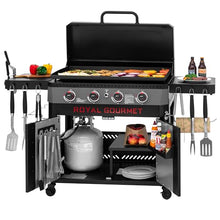 Grills House GB4008D Premium 4-Burner Gas Griddle with Hood Black