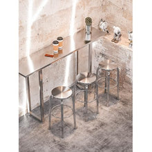 Bar Table, Stainless Steel 41.3" Height Pub Table, High Top Table Rectangular Bar Table Console Table Dining Coffee Table, for Porch, Garden, Balcony, Indoor, Outdoor, Easy to Set Up ( Size : L-62.9in
