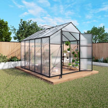 8x10 FT Greenhouse, Heavy Duty Polycarbonate Greenhouses for Outdoors with Thicken Sturdy Aluminum Frame, Large Walk-in Green House with Stakes, Ropes, Roof Vent, for Outside Garden Backyard, Black
