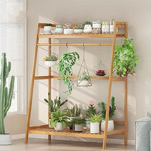 ZOCWJK Plant Stand Plant Stand Indoor Bamboo Plant Trellis Floor Flower Pot Base Rack Potted Plant Display Shelf Round Flower,