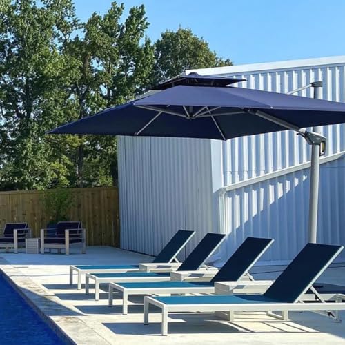 OROTLECT 10FT Double Top Square Deluxe Cantilever Umbrella With Base,Navy
