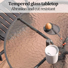 Dalumian Outdoor Patio Dining Set, Bistro Dining Furniture Set, 5 Pieces Foldable Table and Chairs Set, Carbon Steel Frame & Tempered Glass Tabletop, for Balcony Garden, 31.5 x 28.3In(Round)