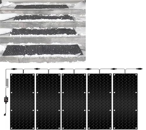 iumLeap Heated Snow Melting Mat - Winter Ice Melt Solutions for Stairs, Steps, and Doorways, 10x30inch-5 Pieces
