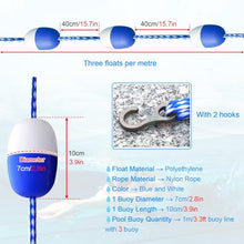 REMYS Swimming Pool Safety Float Line Divider Rope Swimming Pool Safety Floating Buoy Line, Bi Tone Floating Line with 2 Pre Assembled Stainless Hooks, Blue White Floats Rope Kit (Size : 15m/49.2ft)